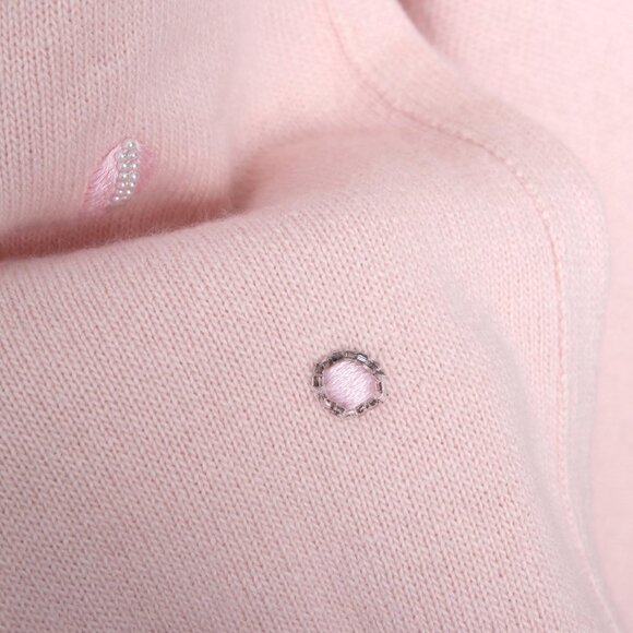 Vintage Knit Cape Shawl Wrap Pink Beaded Embroidered Warm Pretty Cottagecore - Picture 11 of 12